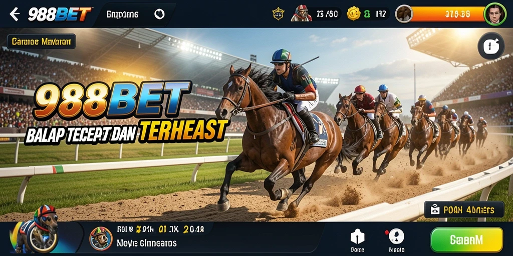 Tangkapan layar gameplay 988BET menunjukkan aksi balapan yang seru.