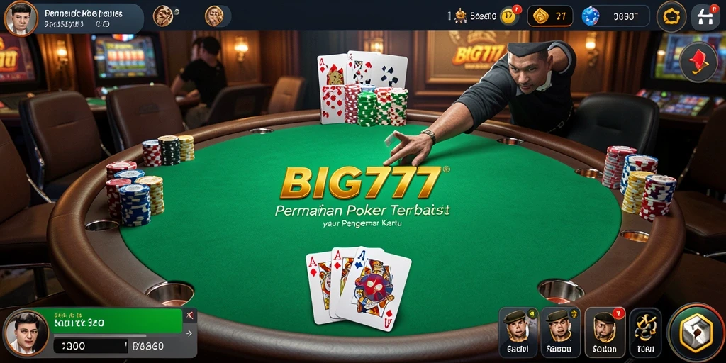 Screenshot gameplay BIG777 menampilkan pertarungan meja Poker yang intens.