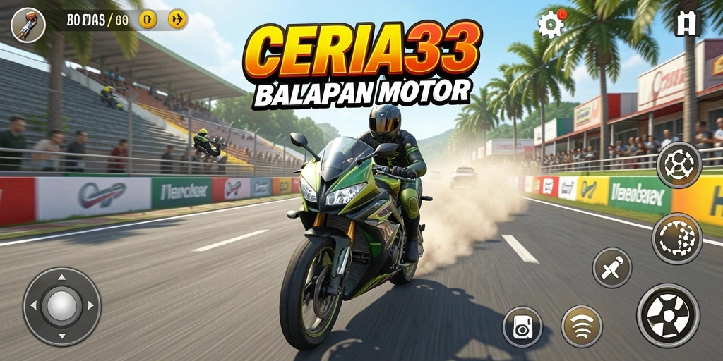 Tangkapan layar menampilkan gameplay seru balapan motor.