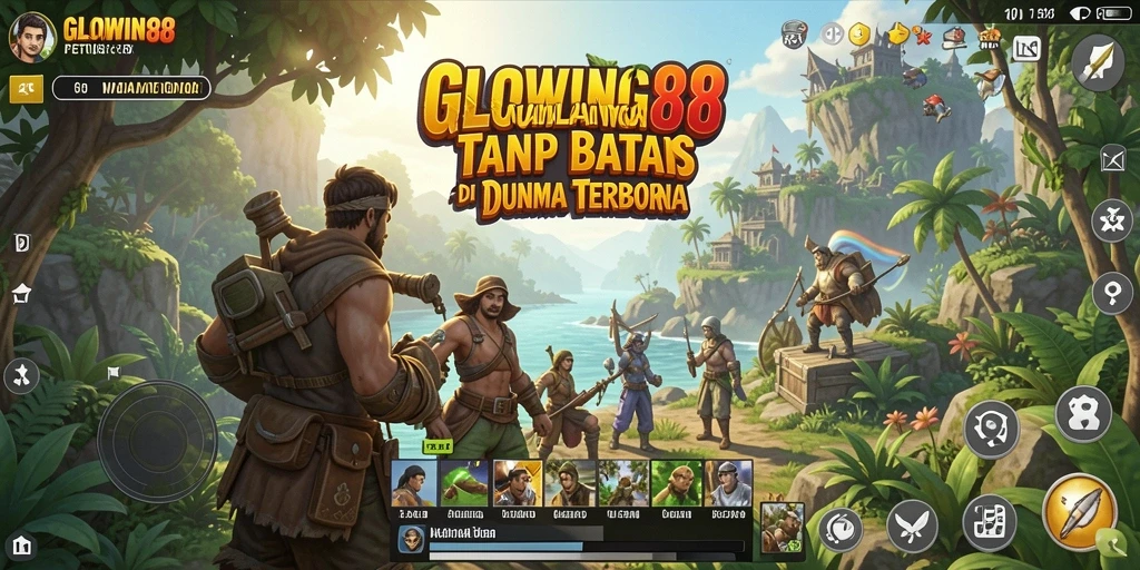 Tangkapan layar gameplay GLOWIN88 yang menampilkan dunia terbuka yang luas.