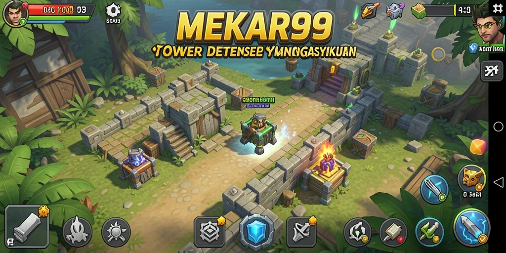 Tangkapan layar dari gameplay <strong>MEKAR99</strong> menunjukkan aksi seru Tower Defense.