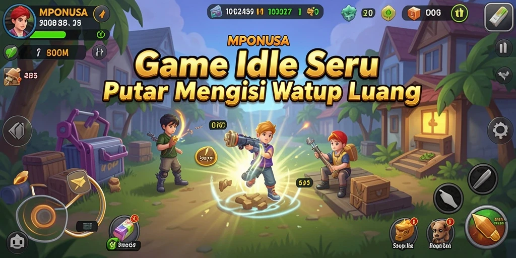 Screenshot tampilan gameplay <strong>MPONUSA</strong> yang menunjukkan manajemen bisnis yang seru.