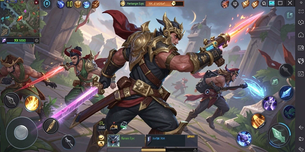 Gameplay intens OKIDR dalam arena MOBA.