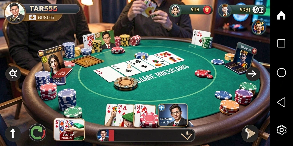 Tangkapan layar utama TAR555 menampilkan momen seru permainan poker.