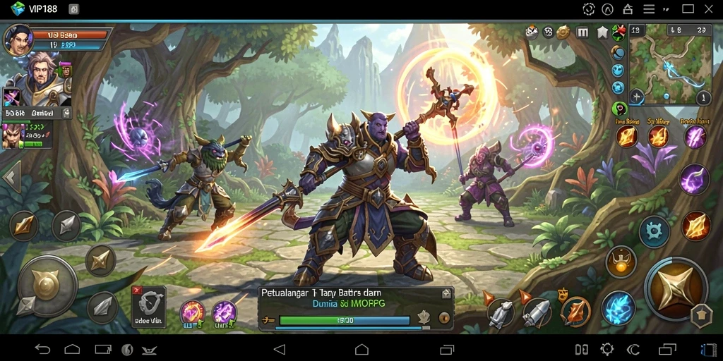 Tangkapan layar menunjukkan aksi seru dalam gameplay MMORPG VIP188.