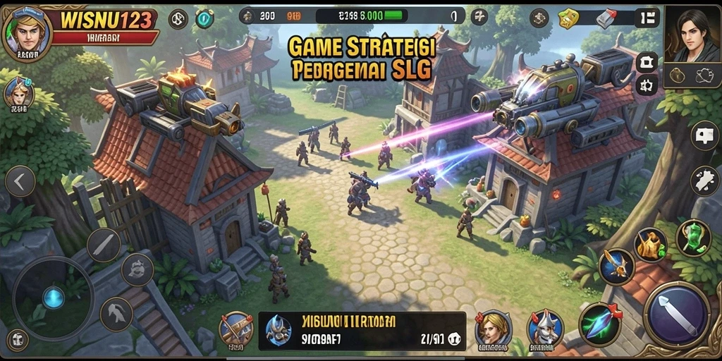 Tangkapan layar utama WISNU123 menunjukkan aksi seru dalam pertempuran SLG.