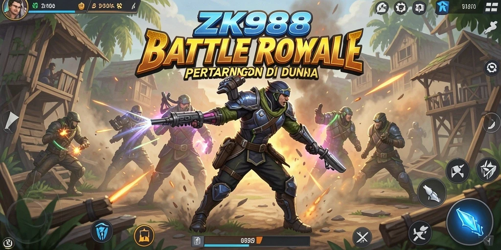 Screenshot ZK988 menampilkan momen intens pertempuran Battle Royale.